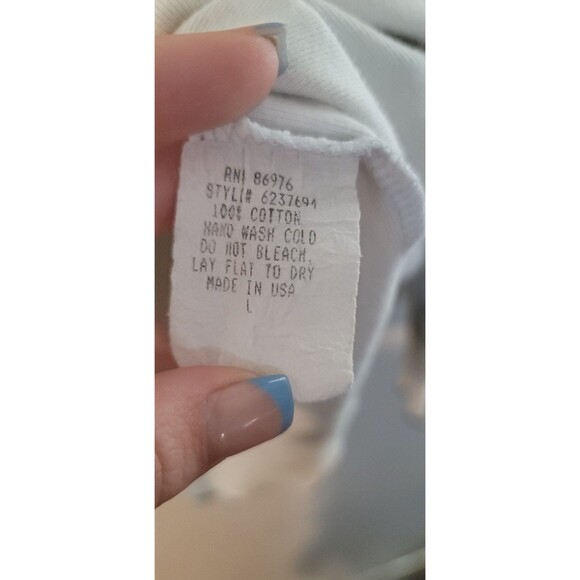 Nu Construction Vintage Y2K Long Sleeve Top L Floral Script Graphic USA Made - Picture 5 of 7